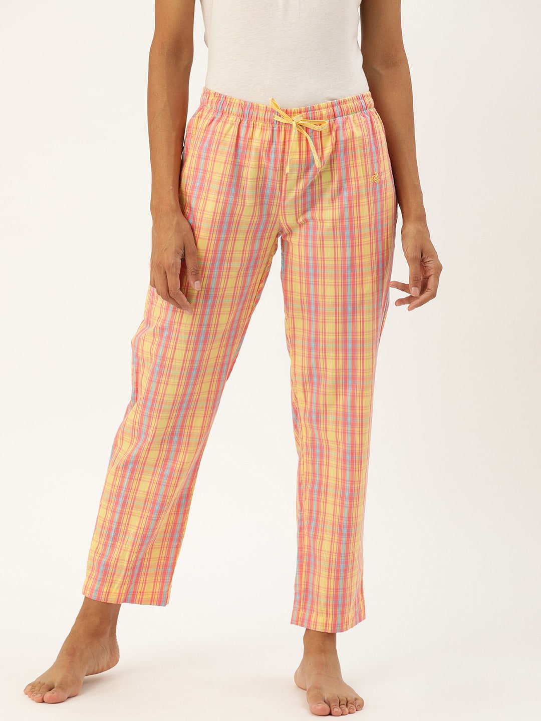 Jockey Woman's Peach and Blue Checked Lounge Pants Price in India