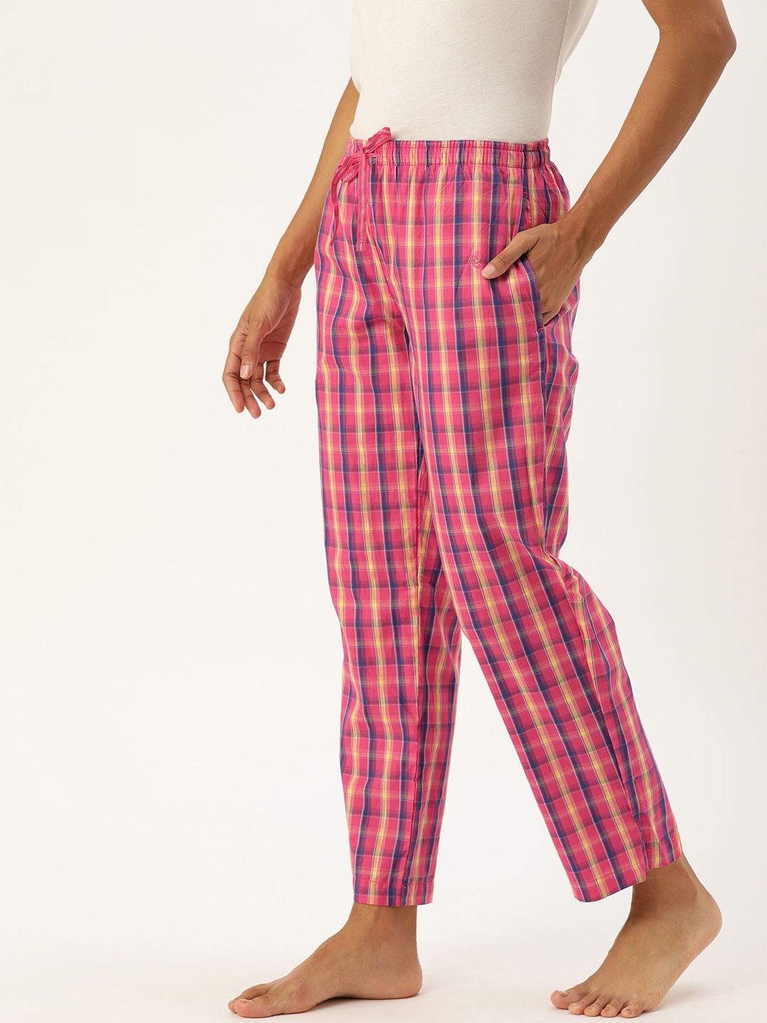 Jockey Woman's Pink and Blue Checked Lounge Pants Price in India