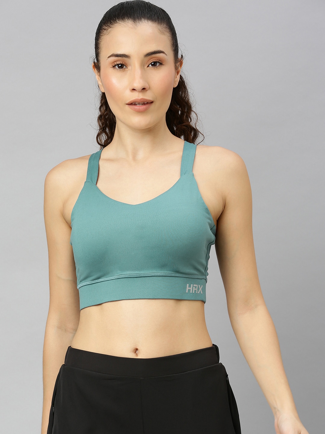 HRX by Hrithik Roshan North Sea Solid Medium Support Rapid-Dry Running Sports Bra Price in India