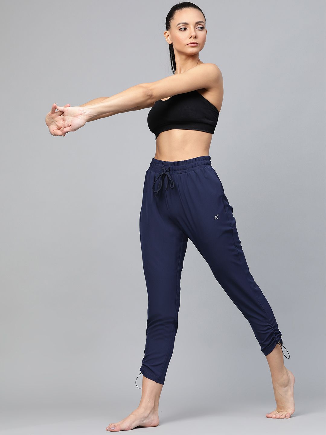 HRX by Hrithik Roshan Women Aegean Blue Slim fit Rapid-Dry Antibacterial Yoga Track Pants Price in India