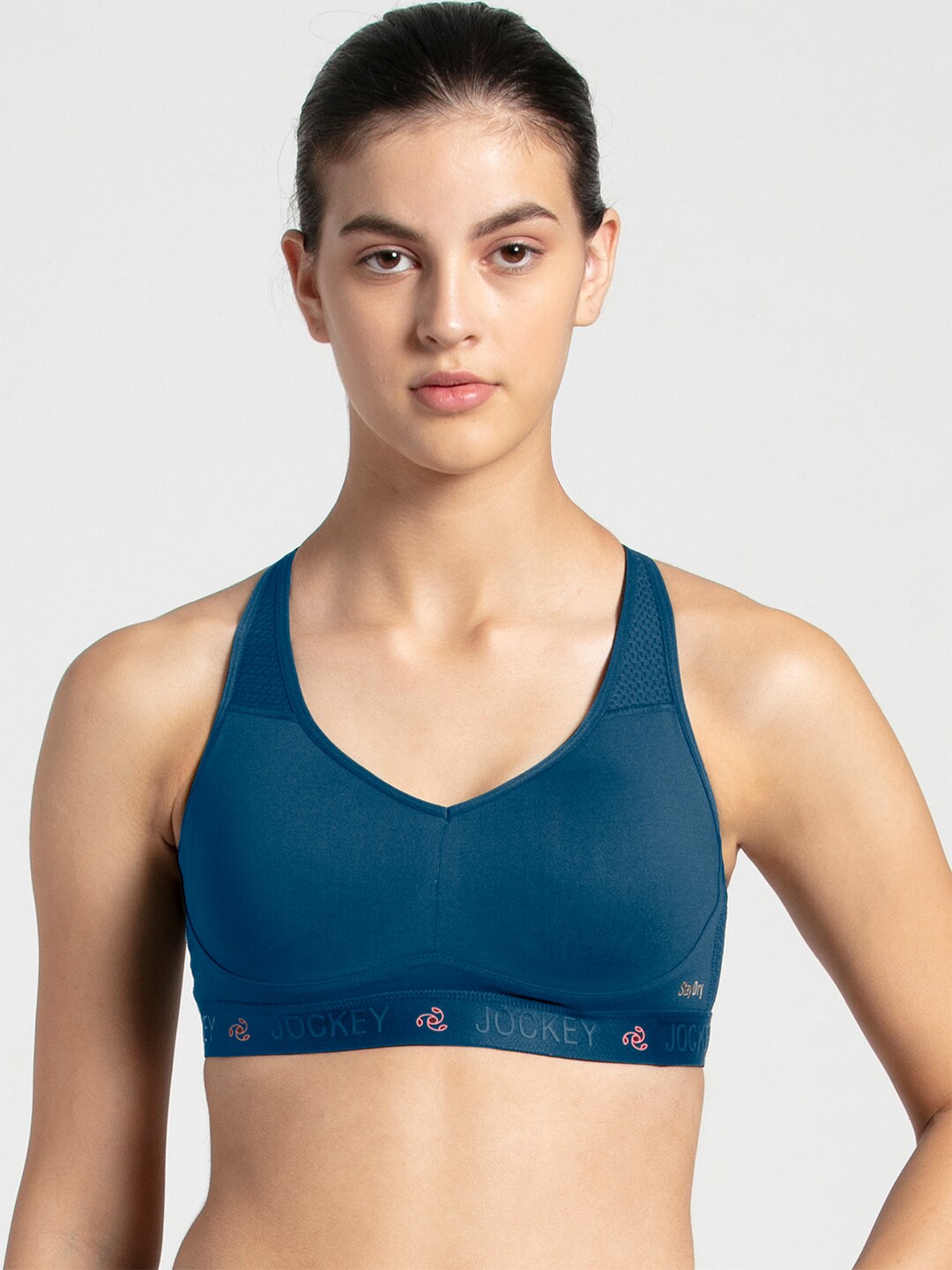 Jockey Teal Blue Non-Wired Lightly Padded Sports Bra AP21-0103 Price in India