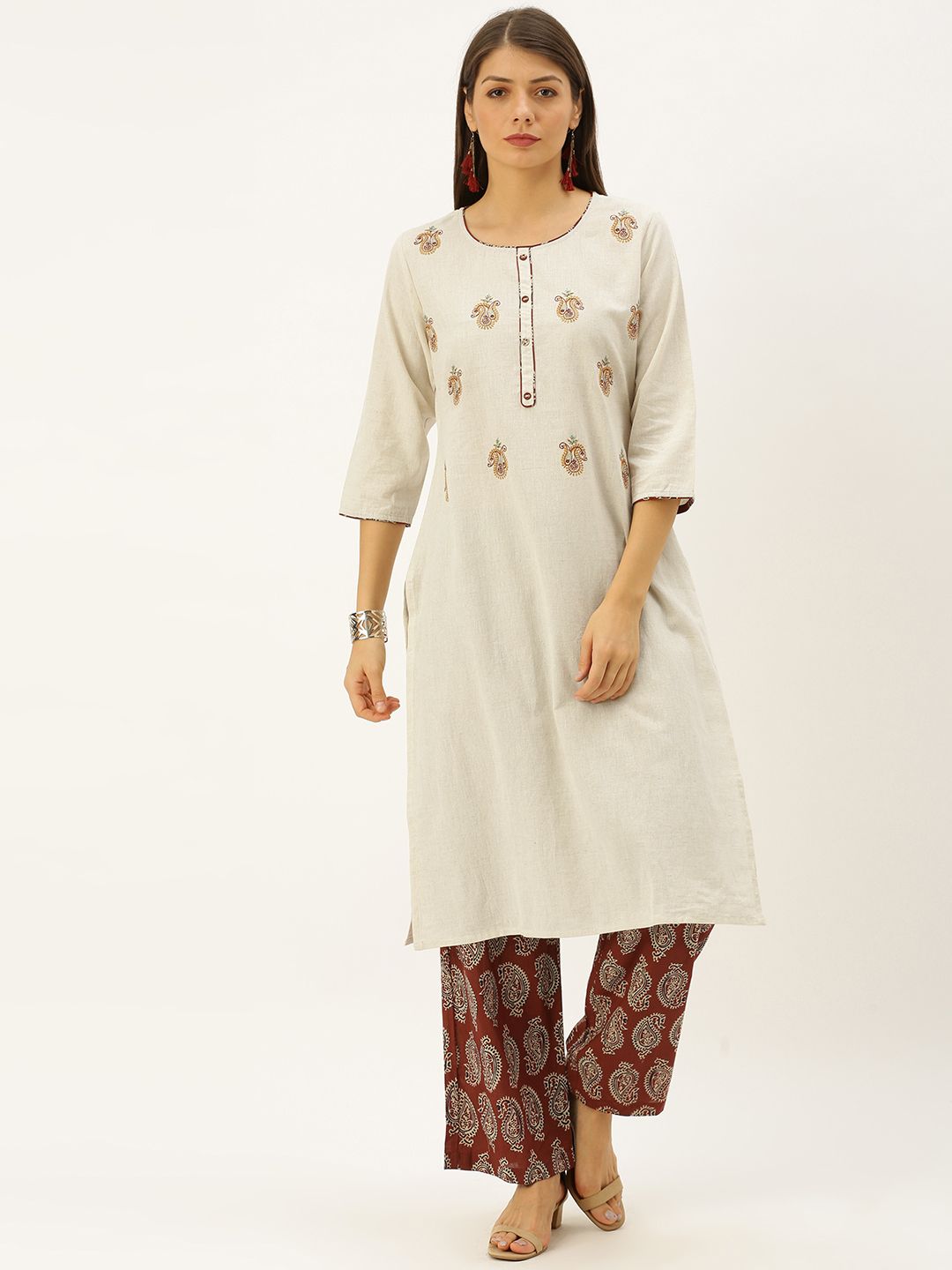 Soch Women Off-White Yoke Design Kurta with Palazzos