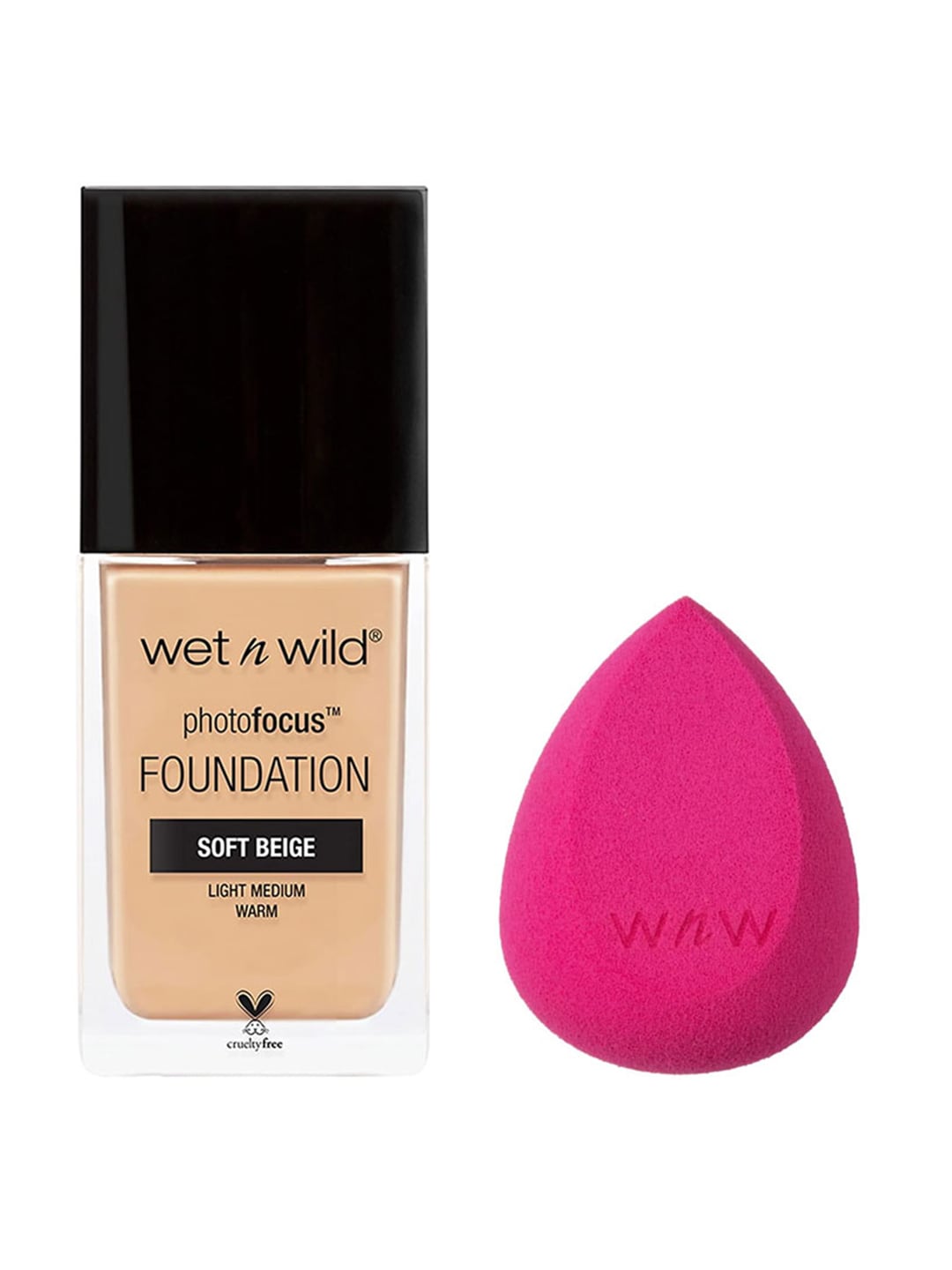 Wet n Wild Sustainable Set of Photo Focus Soft Beige Foundation & Make-Up Sponge Price in India
