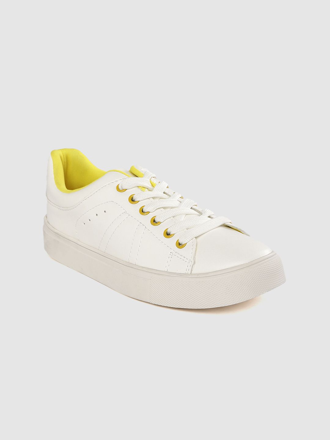 Jove Women White Solid Flatform Sneakers Price in India