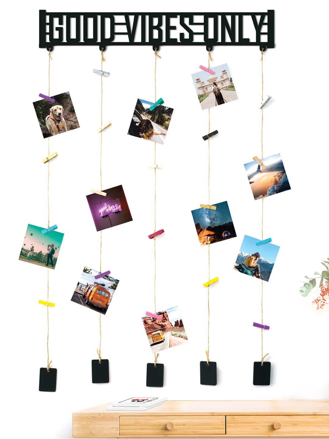 Art Street Black Good Vibes Photos Holder with Clips Price in India