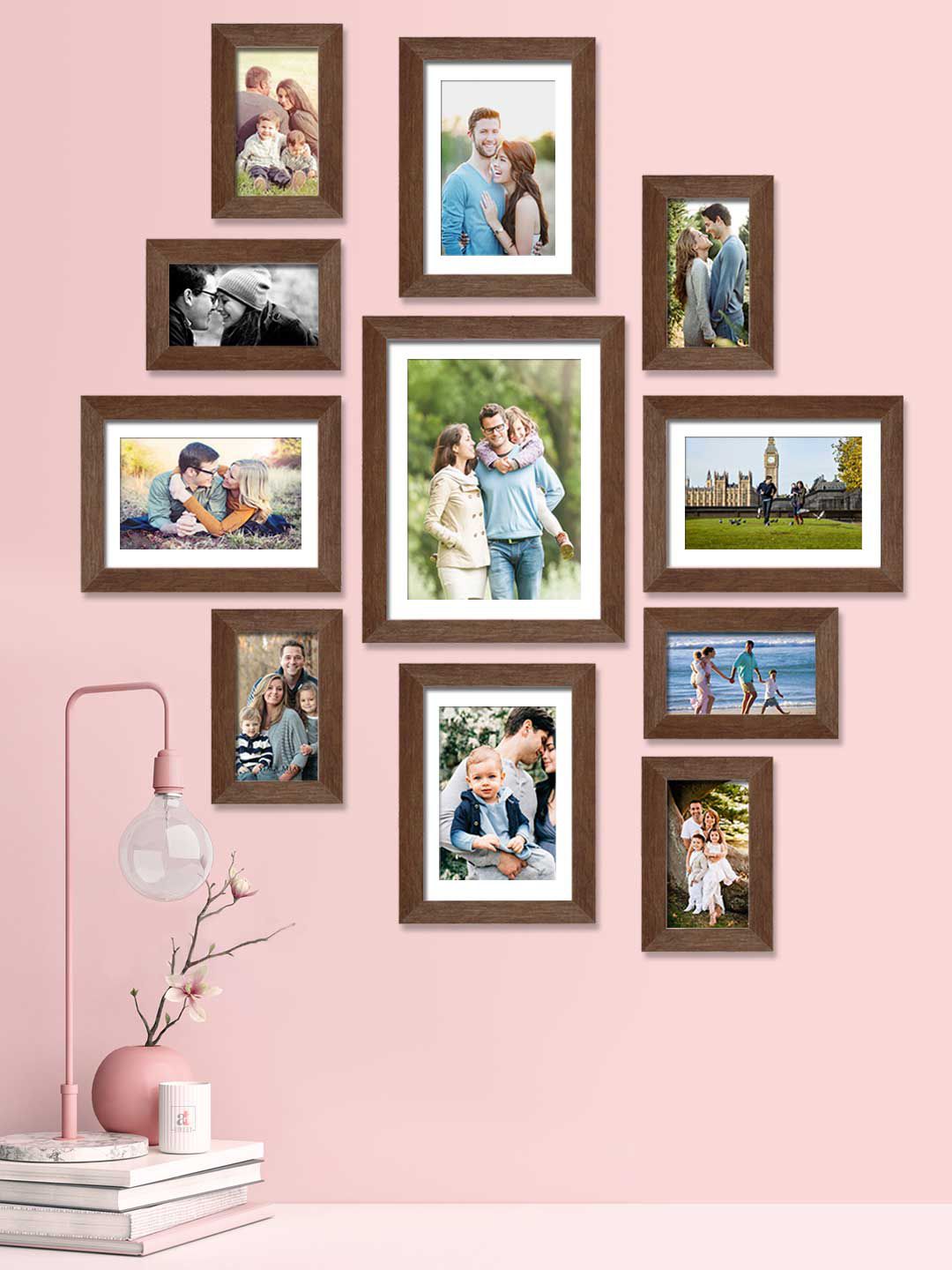 Art Street Set Of 11 Brown Solid Individual Photo Frames Price in India