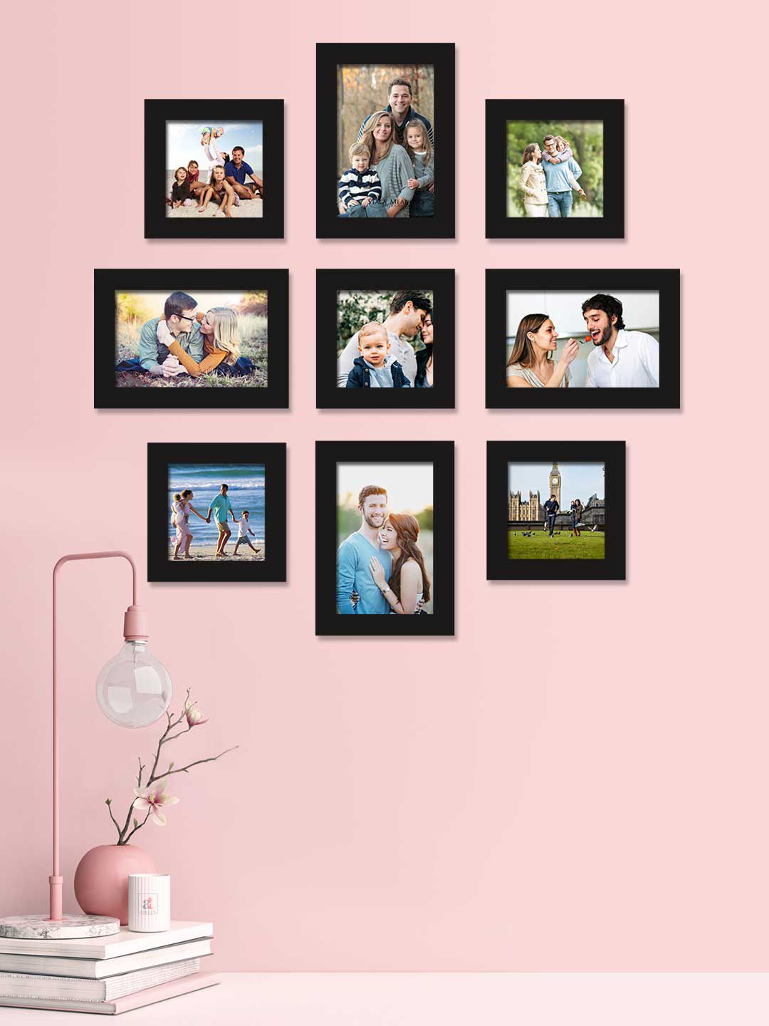 Art Street Set Of 9 Black Solid Individual Photo Frames Price in India