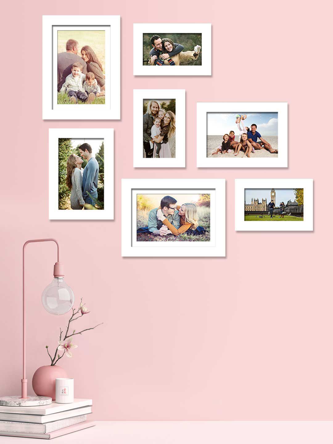 Art Street Set Of 7 White Solid Individual Photo Frames Price in India