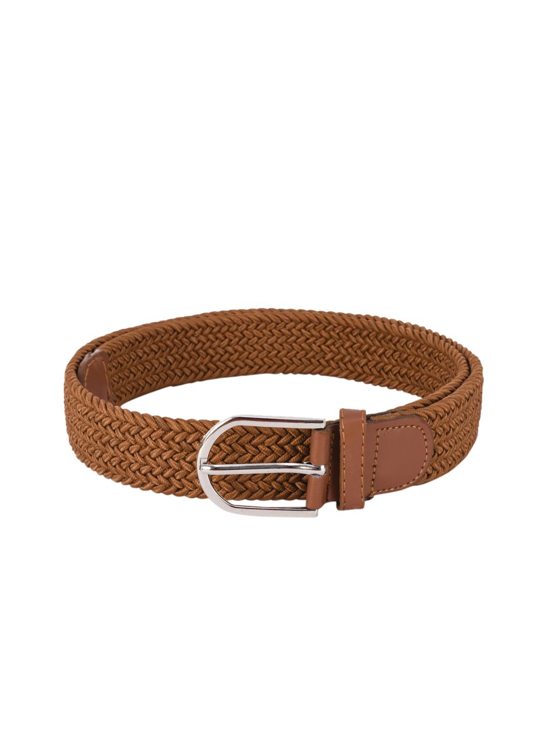 BuckleUp Unisex Camel Brown Woven Design Belt Price in India