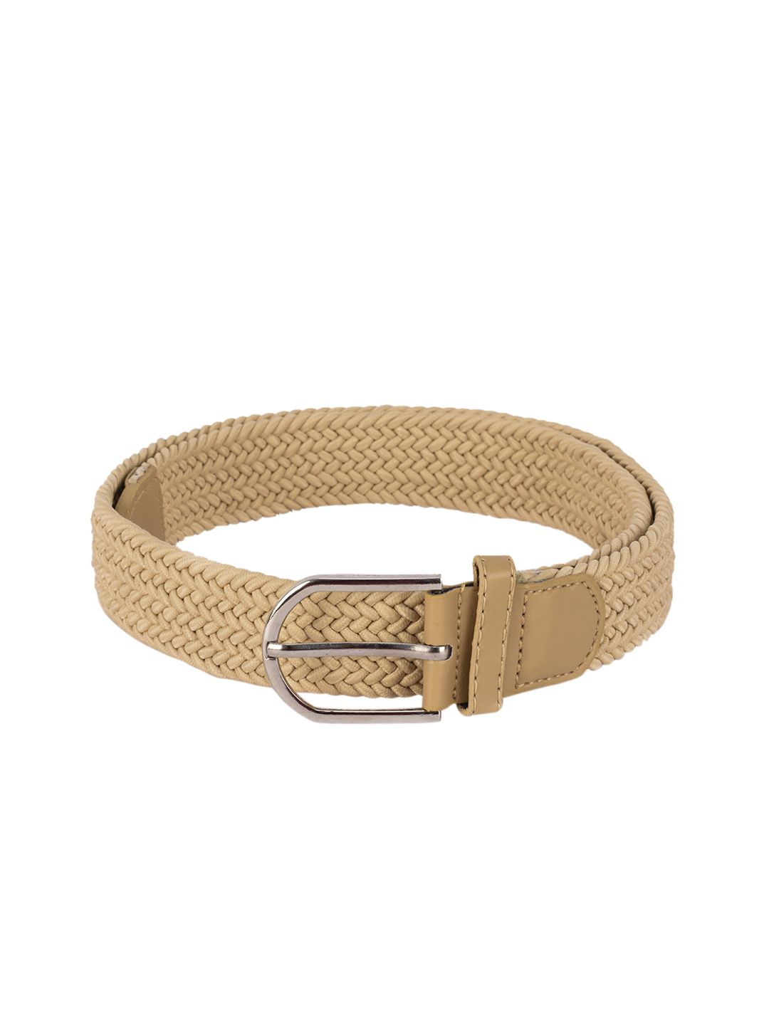 BuckleUp Unisex Cream-Coloured Woven Design Belt Price in India