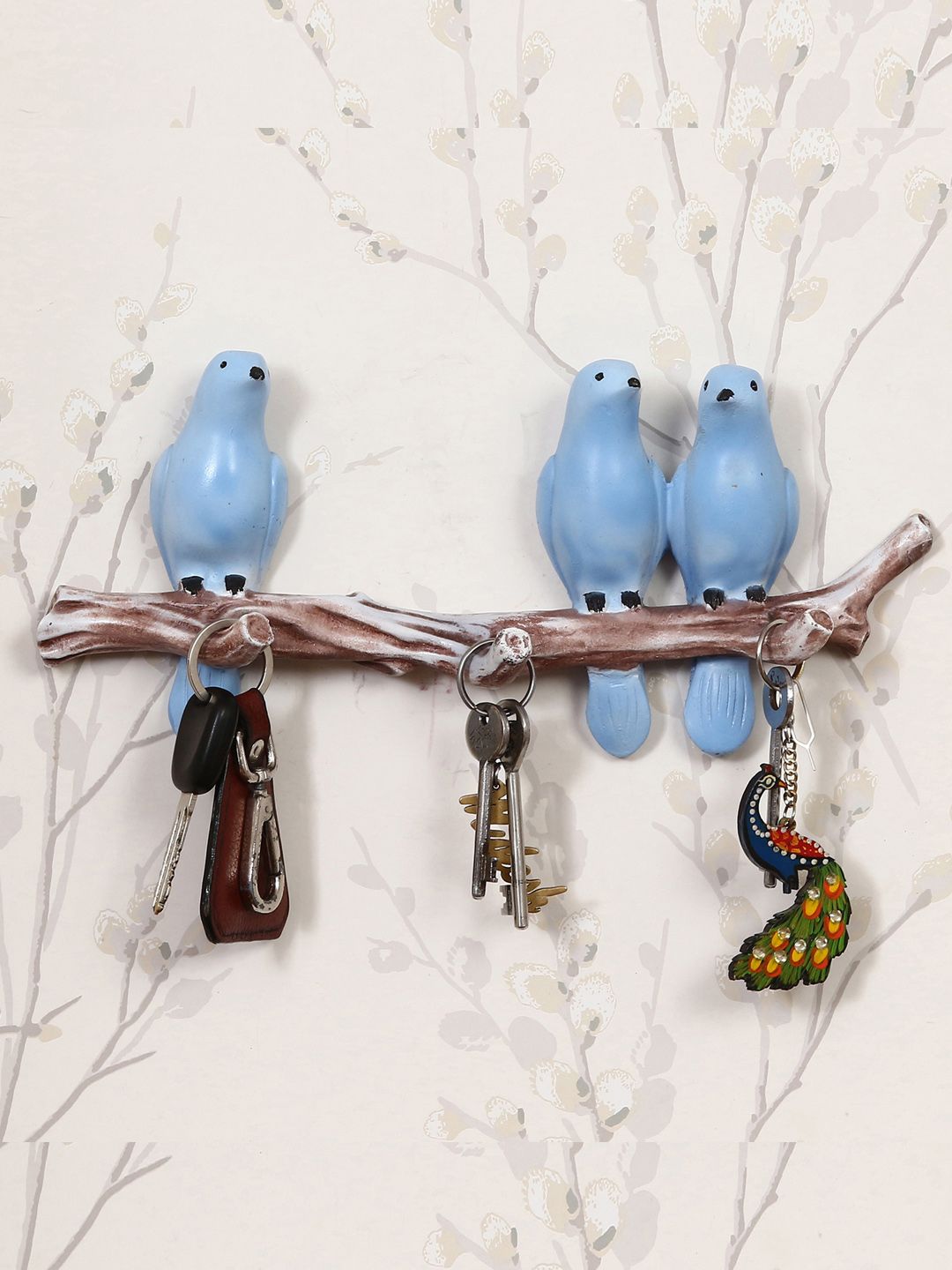 eCraftIndia 3 Blue Birds Sitting on Tree Branch Decorative Key Holder Price in India