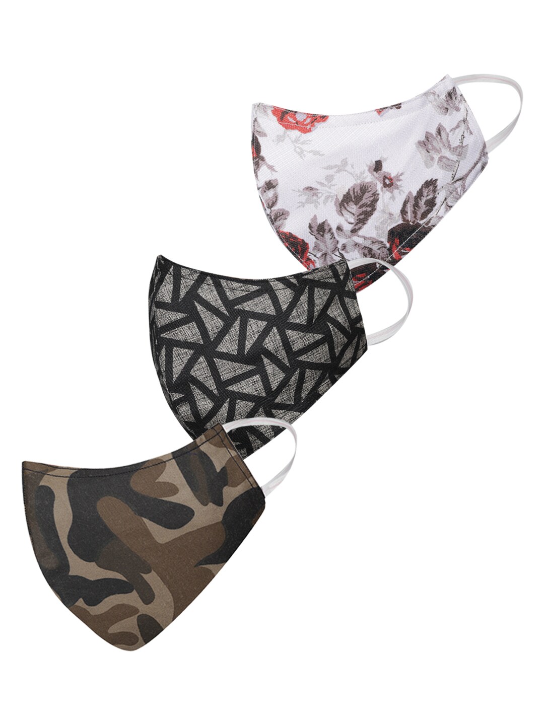 VASTRAMAY Unisex Set of 3 Printed 3-Ply Reusable Protective Outdoor Cloth Face Masks Price in India