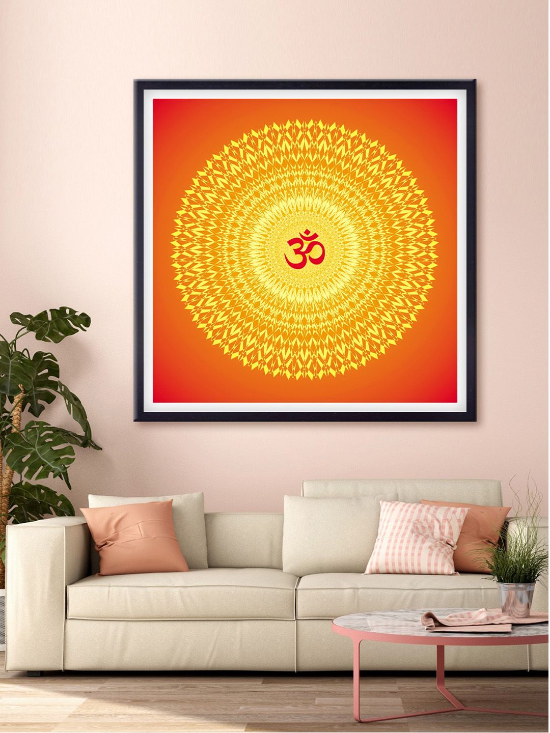 999Store Orange & Yellow Om Printed Wall Art Price in India