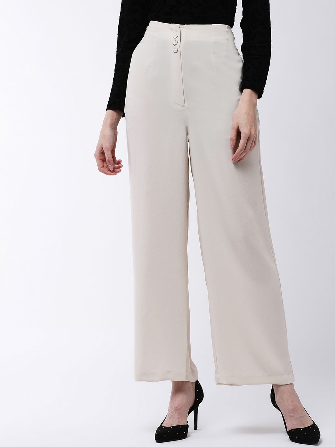 MAGRE Women Beige Flared Solid Culottes Price in India