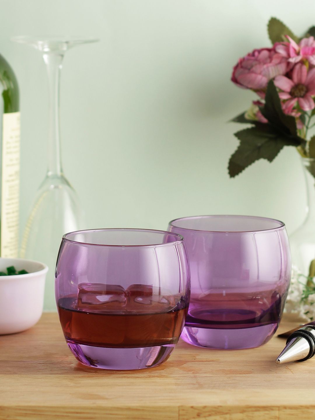 ARCOROC Set Of 6 Purple Solid Whisky Glasses Price in India