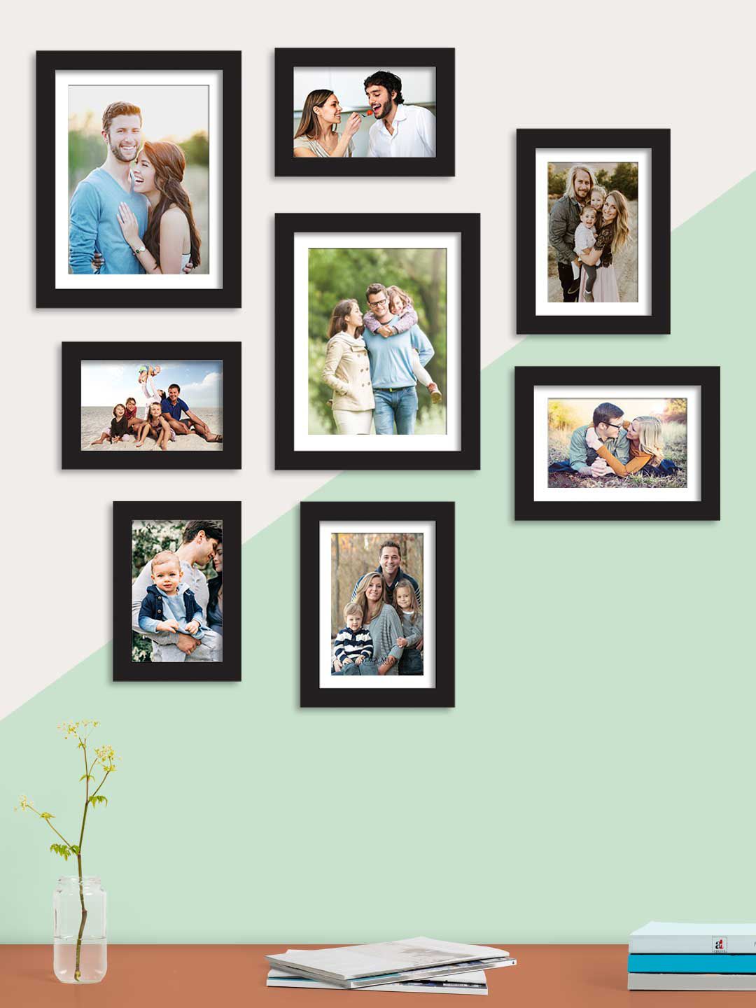 Art Street Set Of 8 Black Solid Individual Wall Photo Frames Price in India