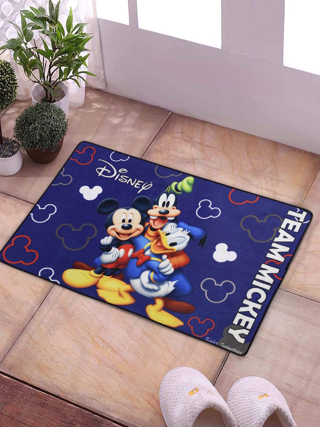 Kuber Industries Blue & White Team Mickey Printed Anti-Slip Doormat Price in India