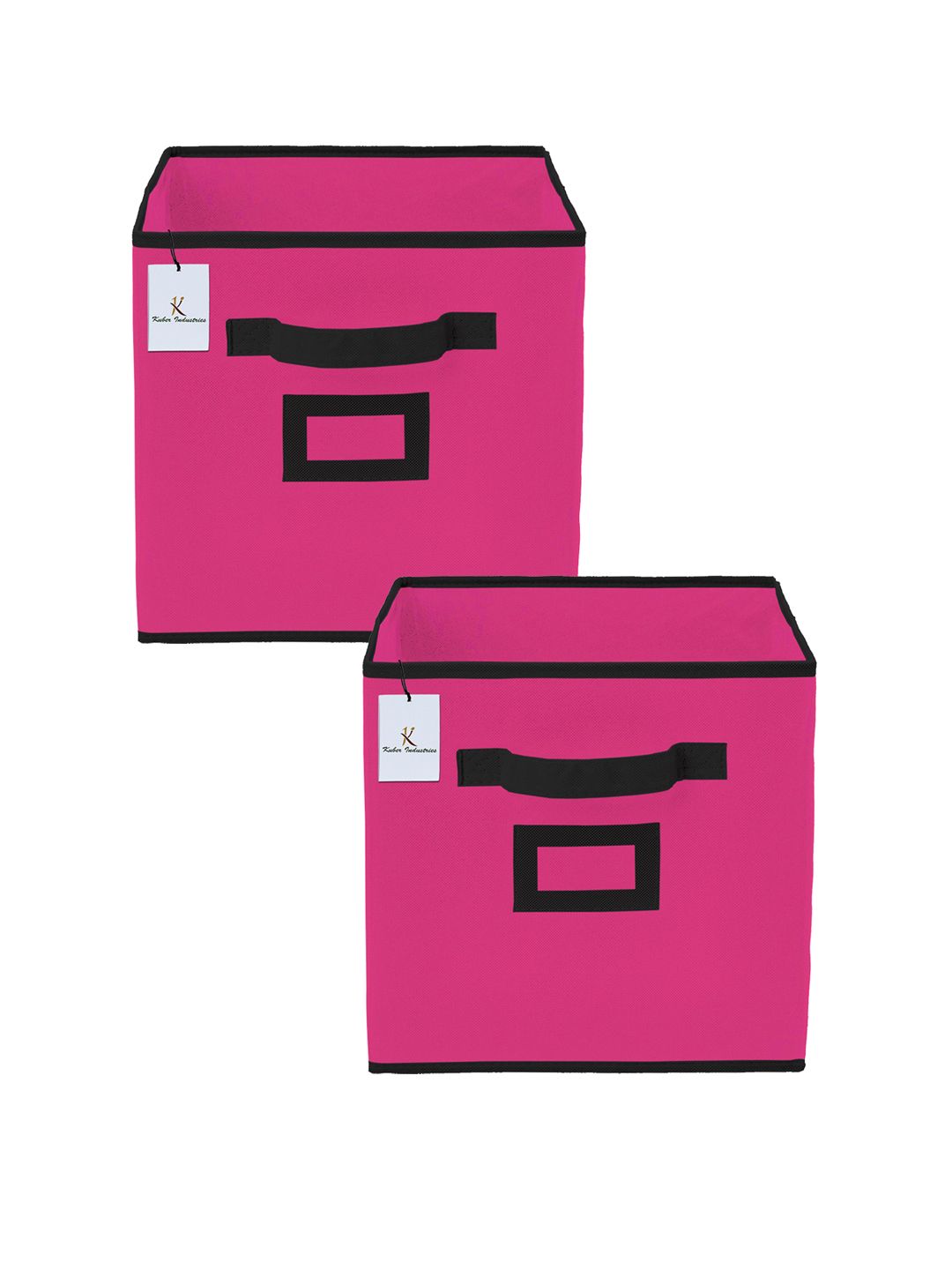 Kuber Industries Set Of 2 Pink Solid Non Woven Large Foldable Storage Box Price in India