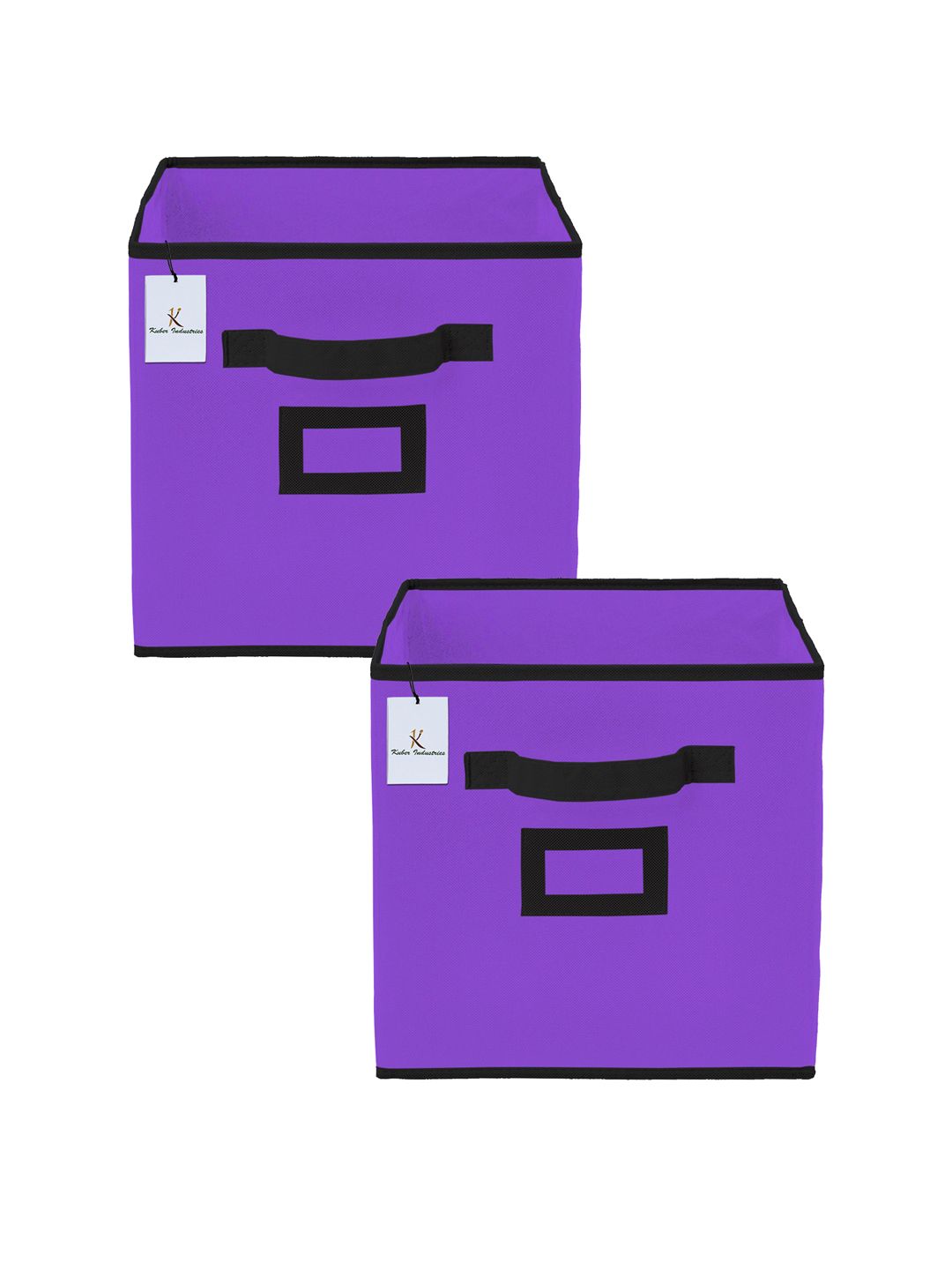 Kuber Industries Set Of 2 Purple Solid Non Woven Large Foldable Storage Boxes Price in India