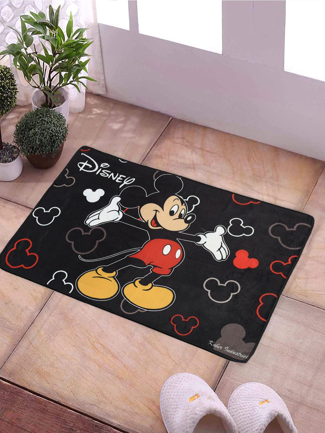 Kuber Industries Black & Red Disney Mickey Mouse Printed Anti-Slip Doormats Price in India