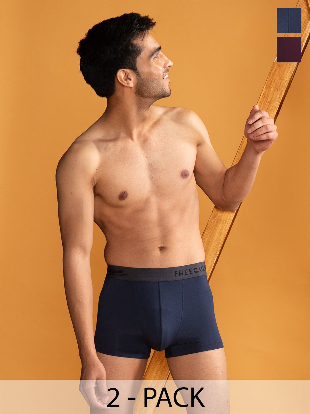 FREECULTR Men Pack Of 2 Solid Anti-Microbial Air-Soft Micromodal Trunks