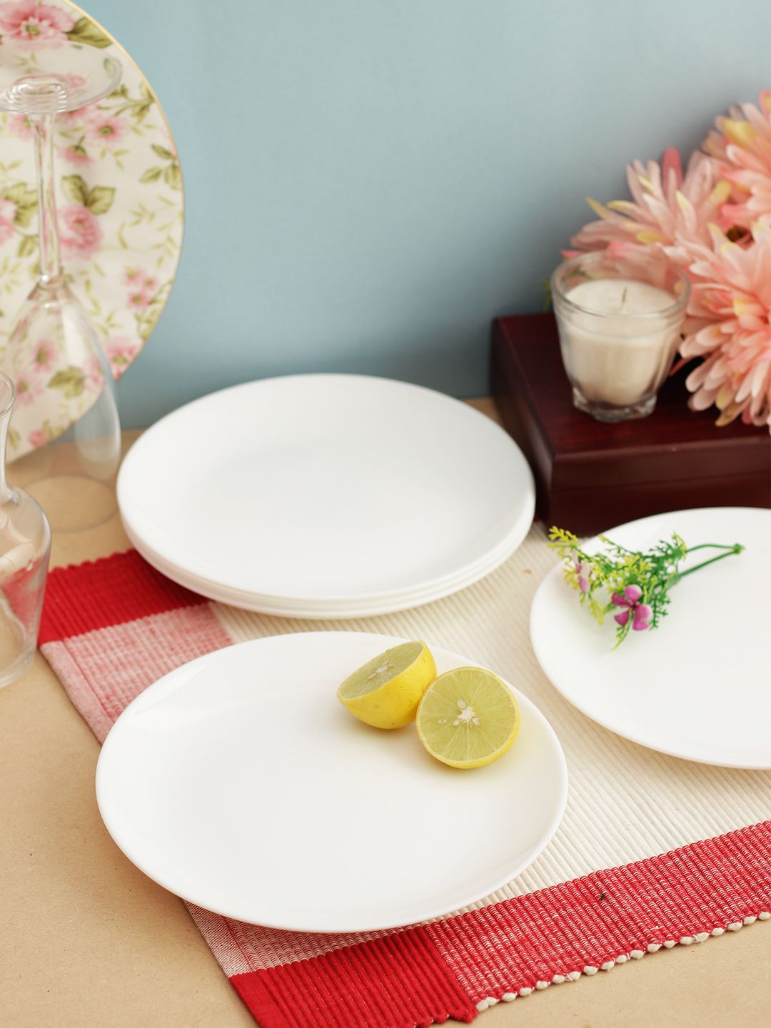 Luminarc Set Of 6 White Solid Loona Opal Dinner Plates Price in India