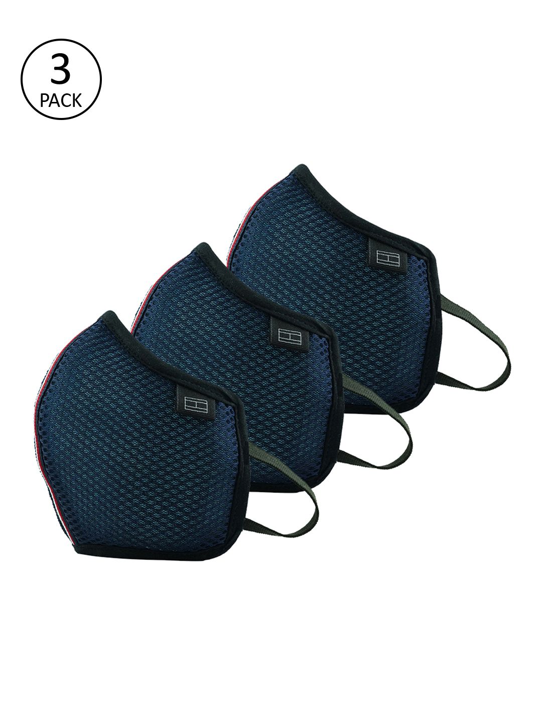 Tommy Hilfiger Adults Navy Blue Pack of 3 Reusable 4 Layer Protective Outdoor Masks Price in India
