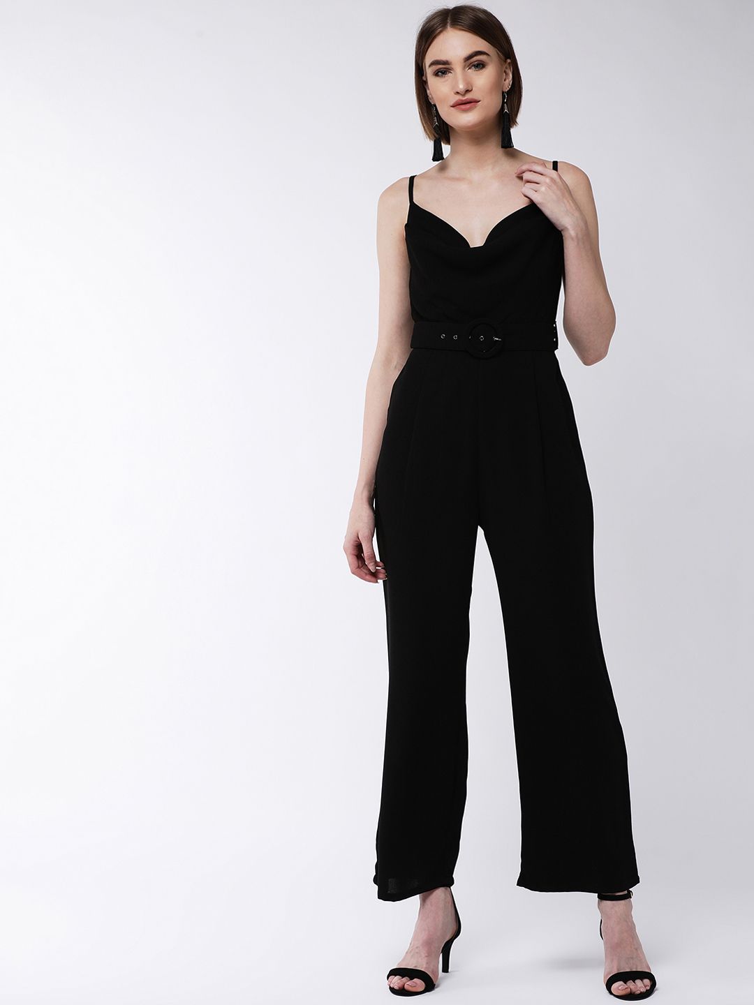MAGRE Women Black Solid Basic Jumpsuit Price in India