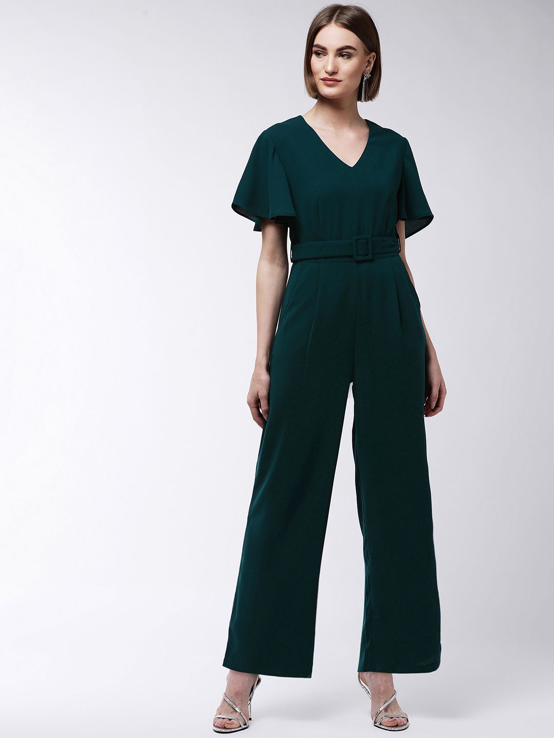 MAGRE Women Green Solid Basic Jumpsuit Price in India