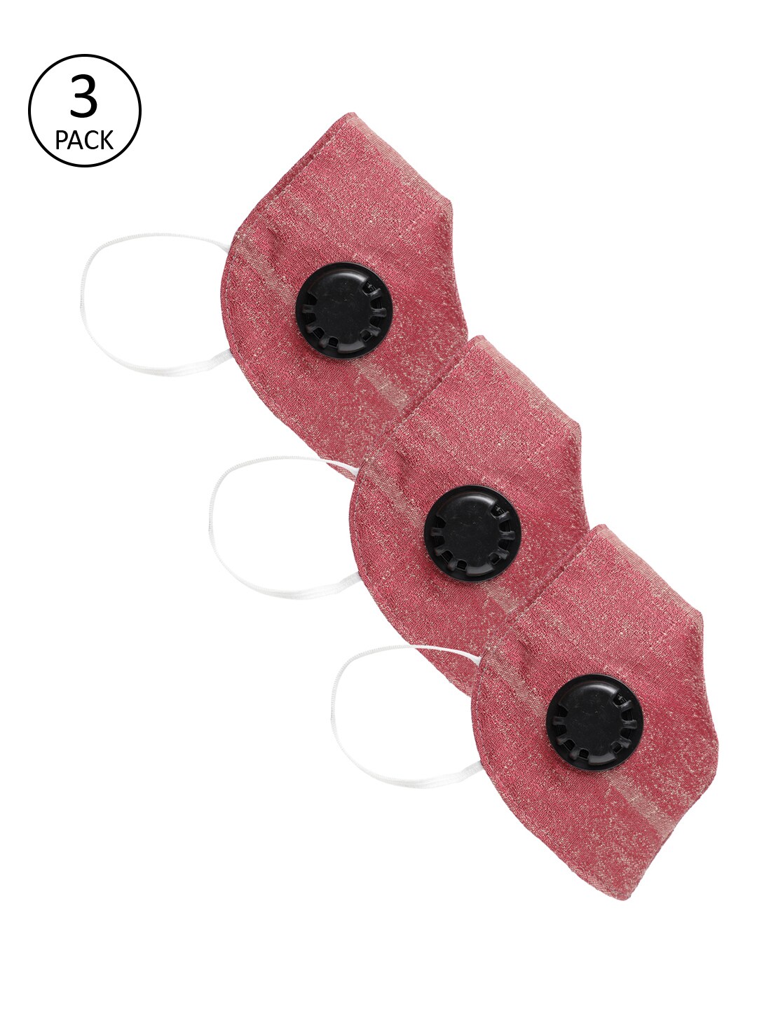 LUXURAZI Unisex Red Solid 3 Pcs 5-Ply Cerified Outdoor Valved Masks Price in India
