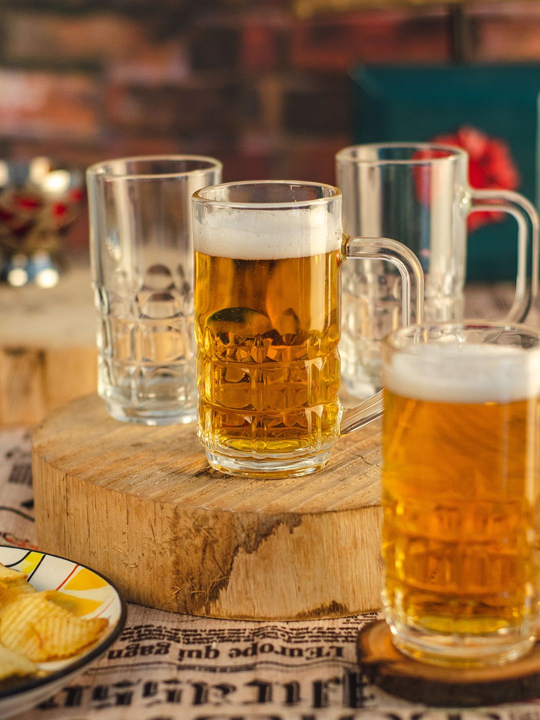 GOODHOMES Transparent 6-Pieces Solid Beer Mugs Set Price in India