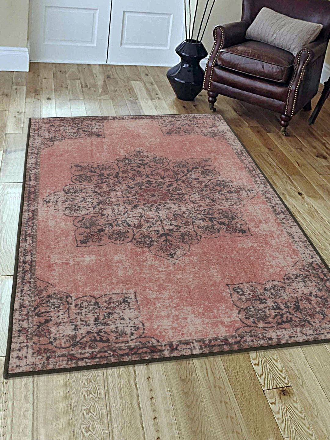 RUGSMITH Red & Black Printed Premium Qualty Classical Pattern Bali Ikat Carpet Price in India