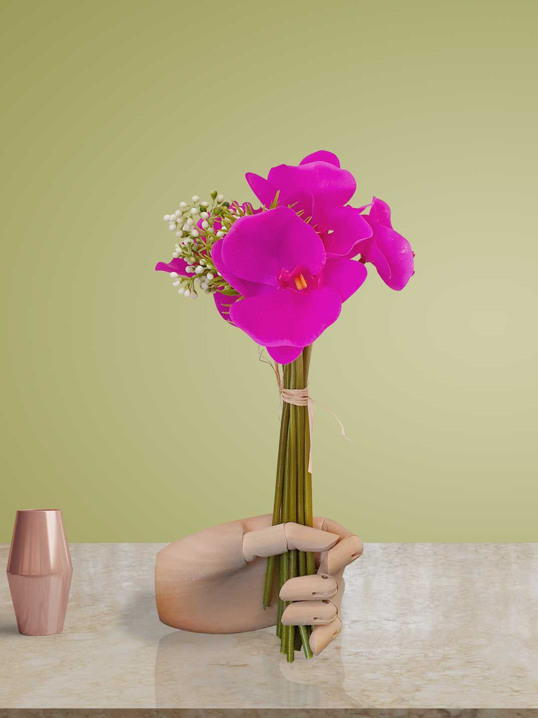 Art Street Set Of 2 Magenta Pink & Green Artificial Flower Bunch Price in India