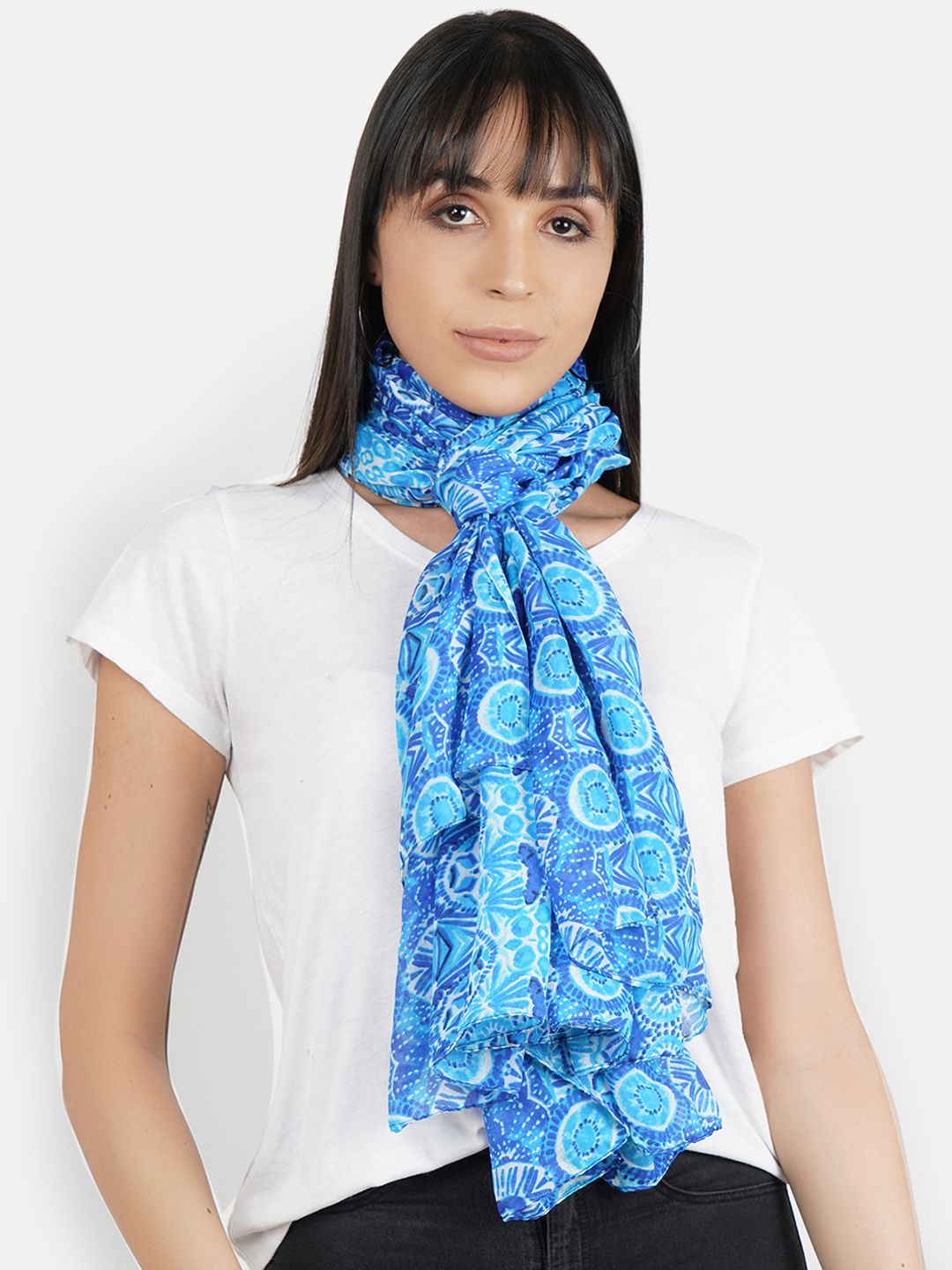 Aditi Wasan Women Blue Printed Stole Price in India