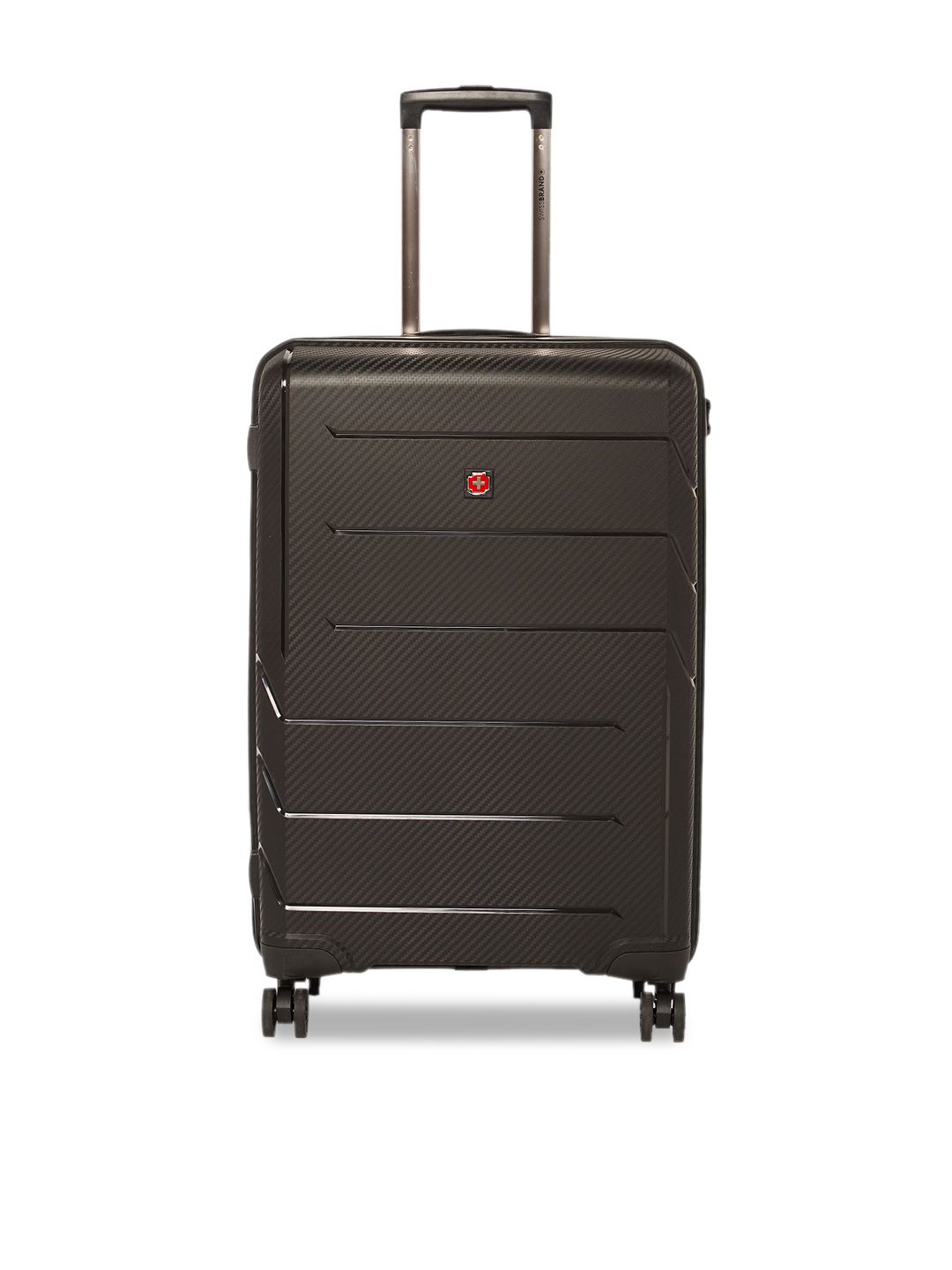 SWISS BRAND Black Solid MATTERHORN Hard-Sided Medium Trolley Suitcase Price in India
