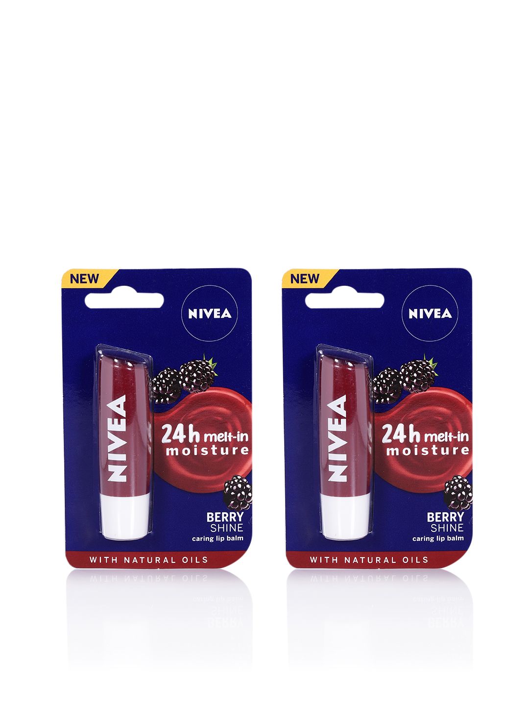 NIVEA Set of 2 Berry Shine 24H Melt-In Moisture Lip Balms Price in India