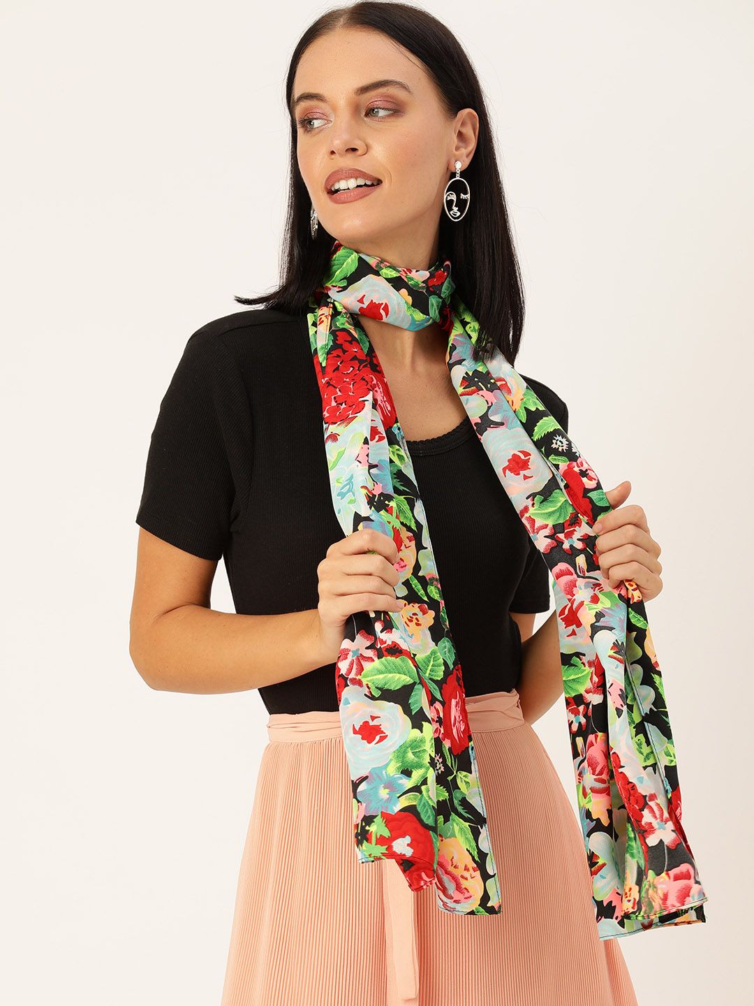 DressBerry Women Multicoloured & Red Printed Scarf Price in India