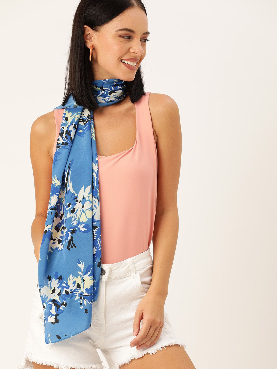 DressBerry Women Blue & White Printed Scarf Price in India