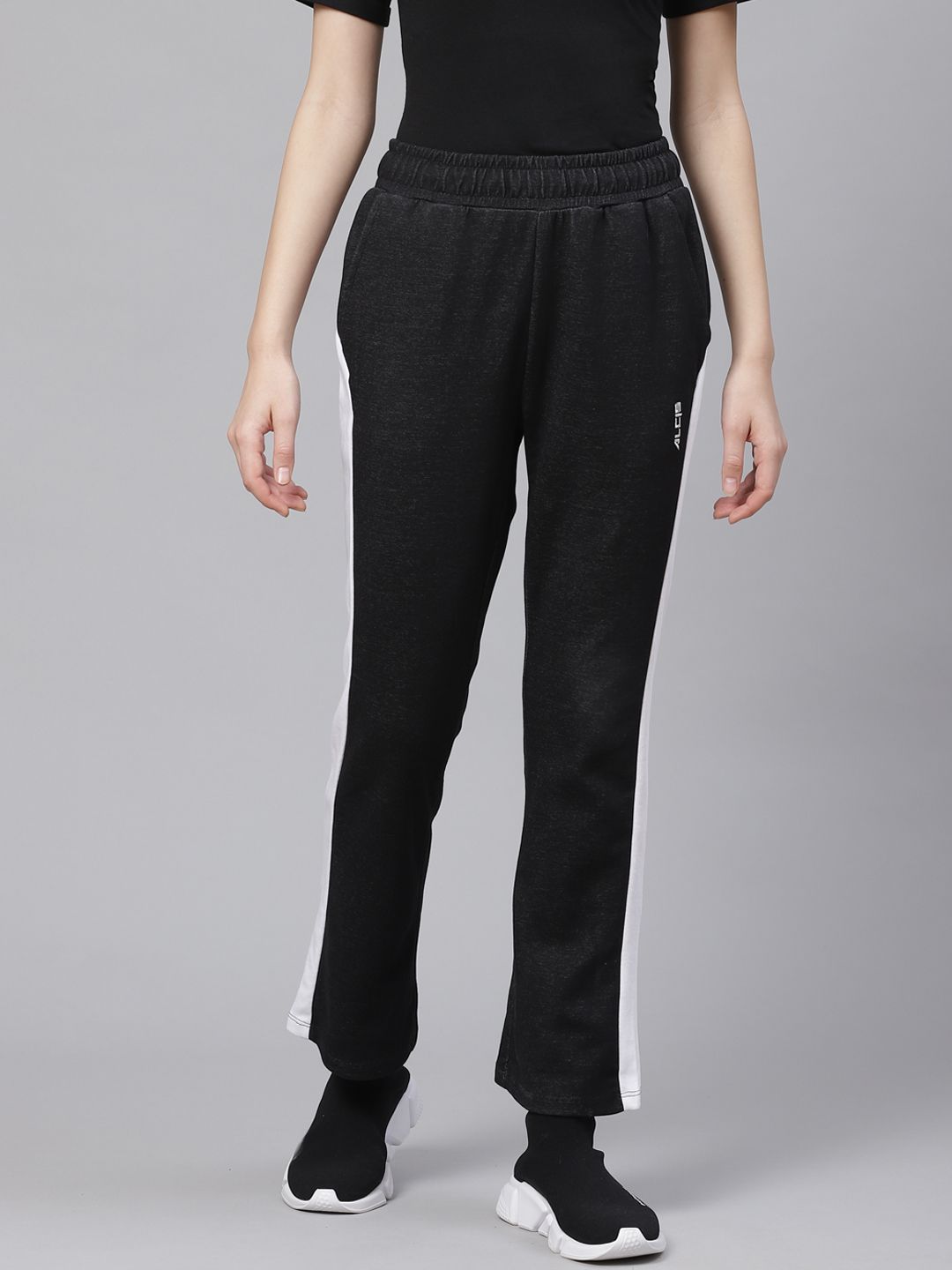 Alcis Women Black Solid Track Pants Price in India