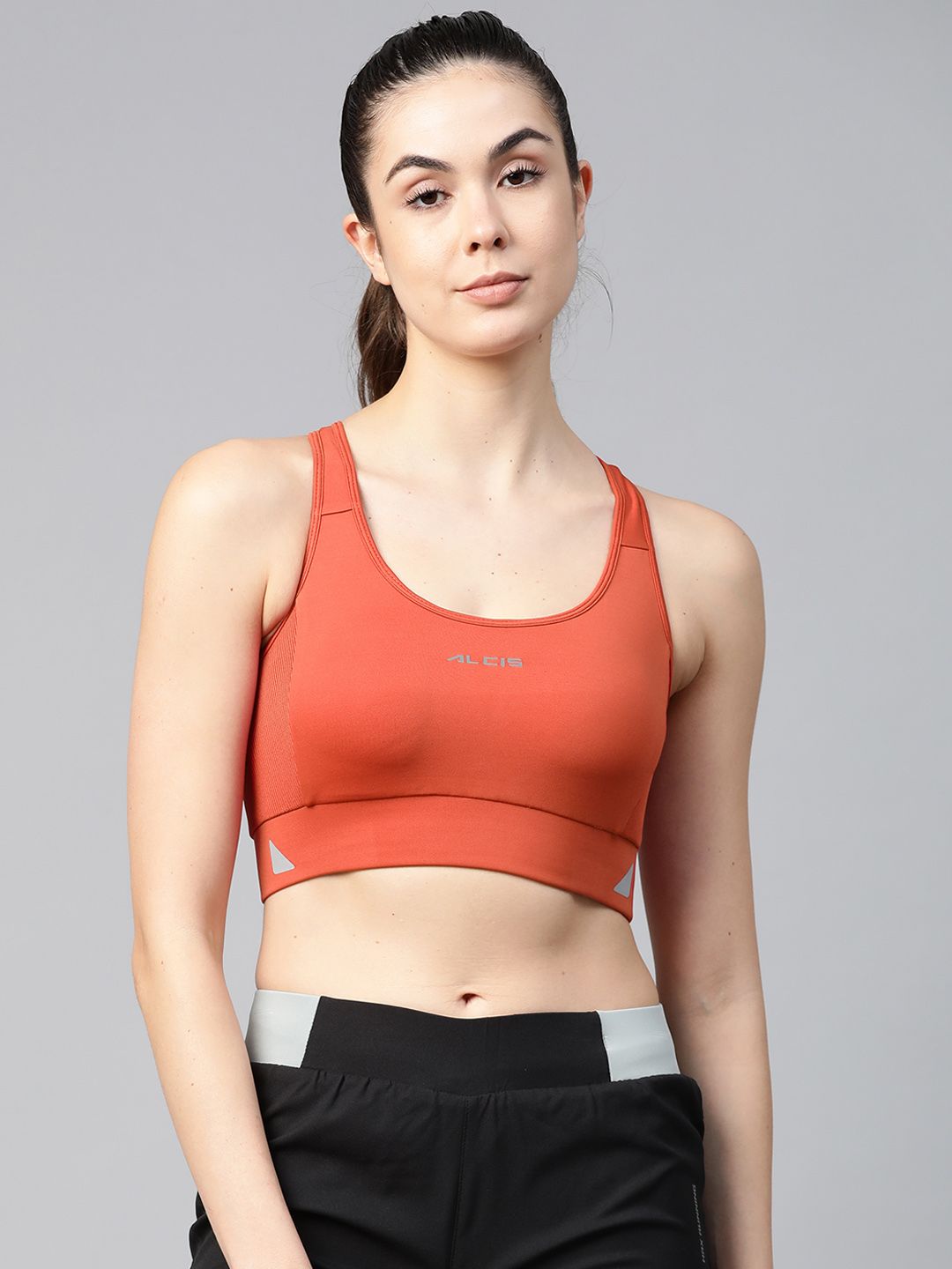 Alcis Rust Orange Full Coverage Lightly Padded Workout Bra WAS20R151330 Price in India