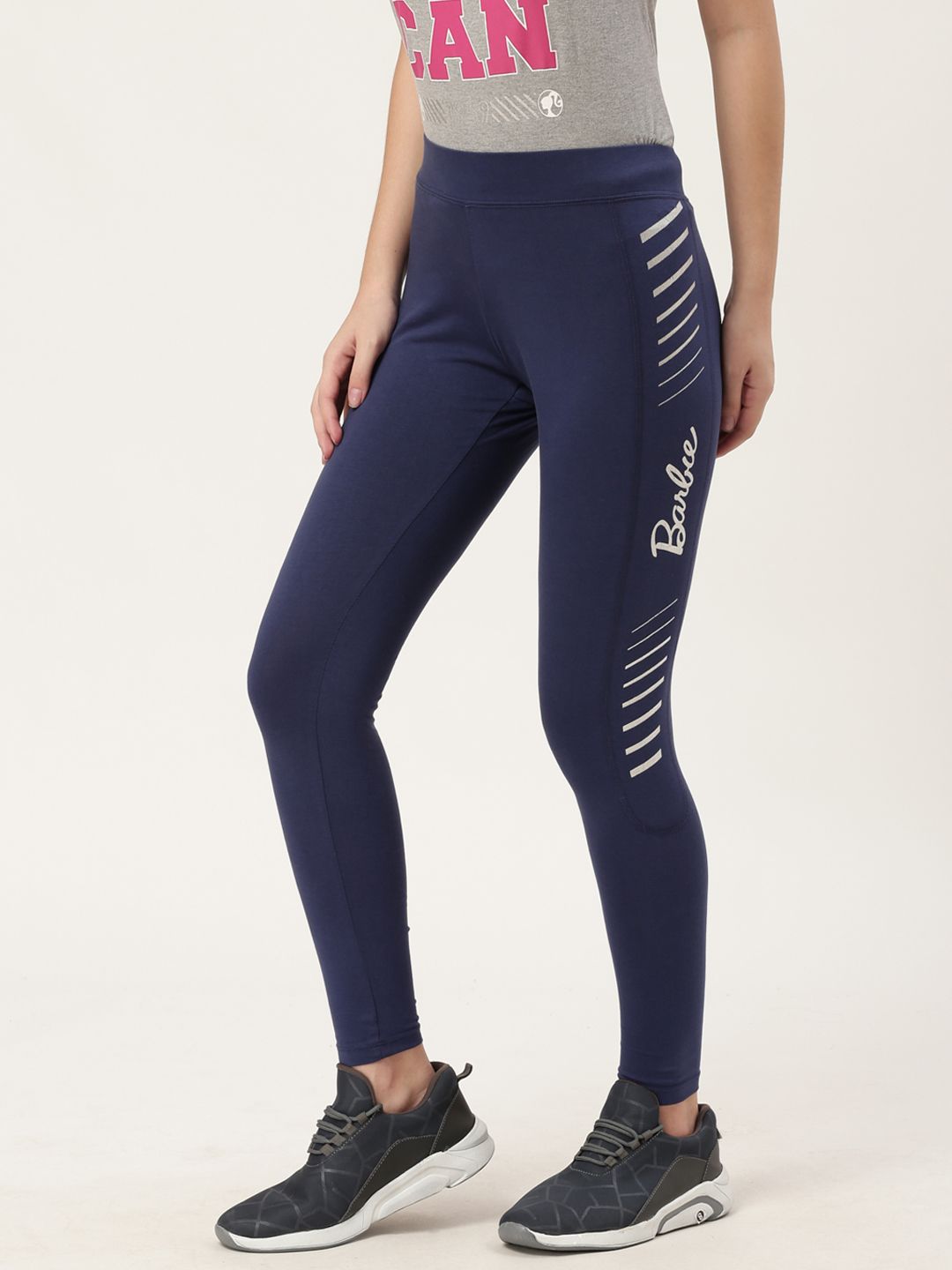 toothless Women Navy Blue & Silver Printed Detail Tights Price in India