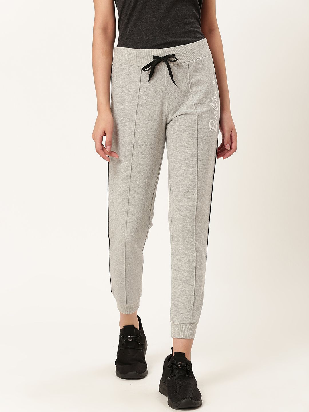 Barbie Women Grey Melange Solid Barbie Cropped Joggers Price in India