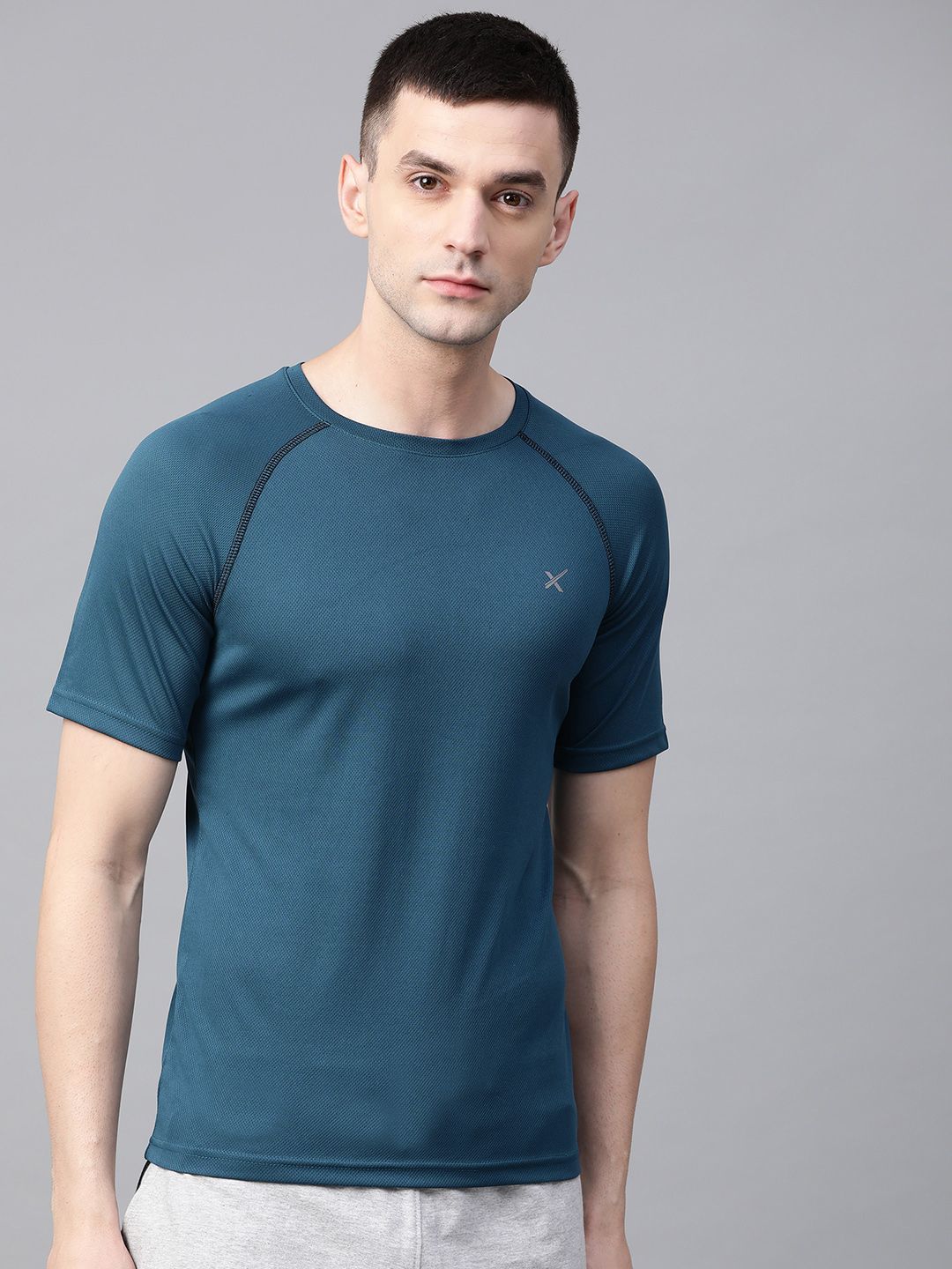 Hrx By Hrithik Roshan Men Teal Blue Solid Rapid-Dry Running T-shirt