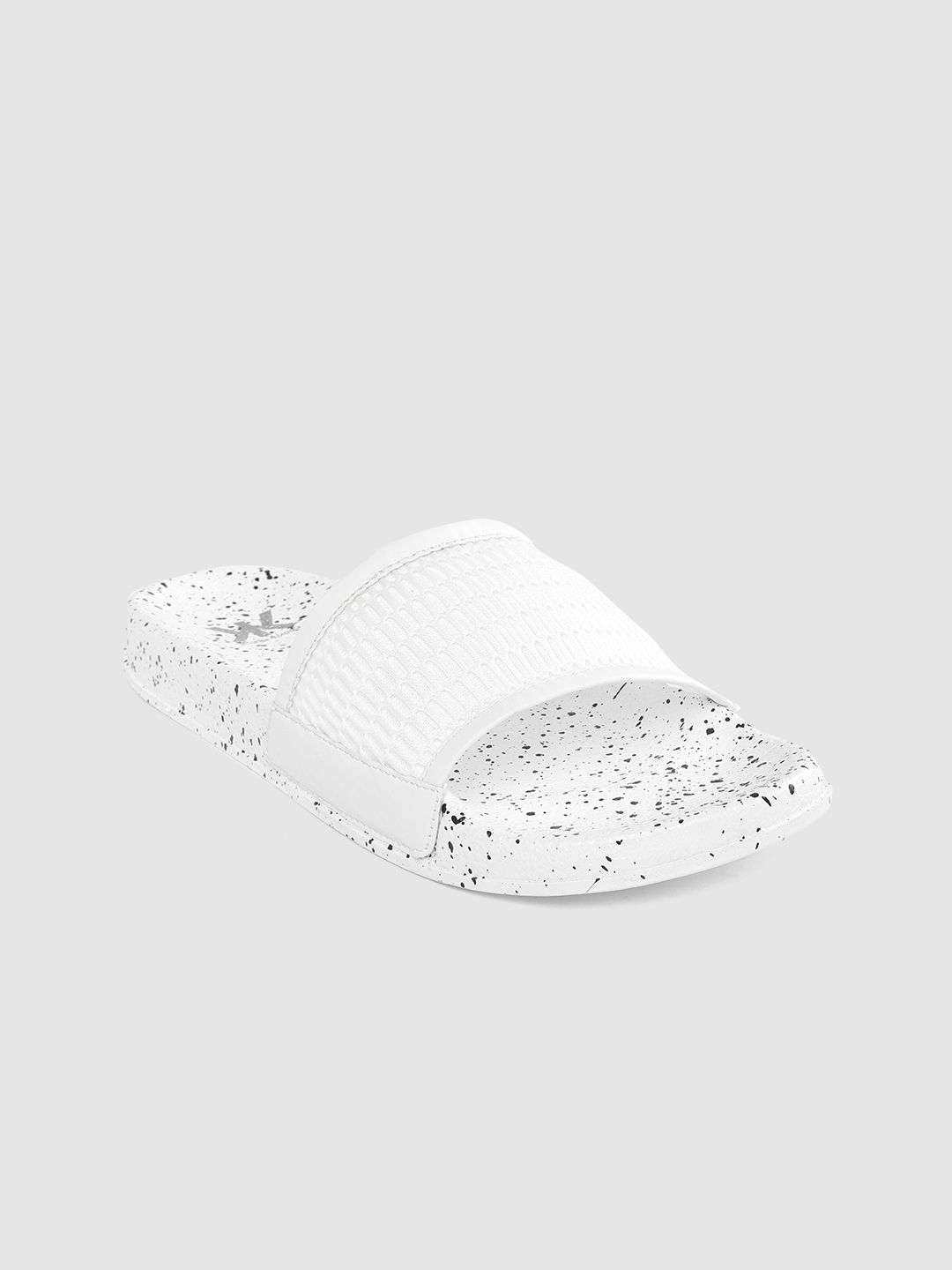 Kook N Keech Women White & Black Printed Sliders Price in India