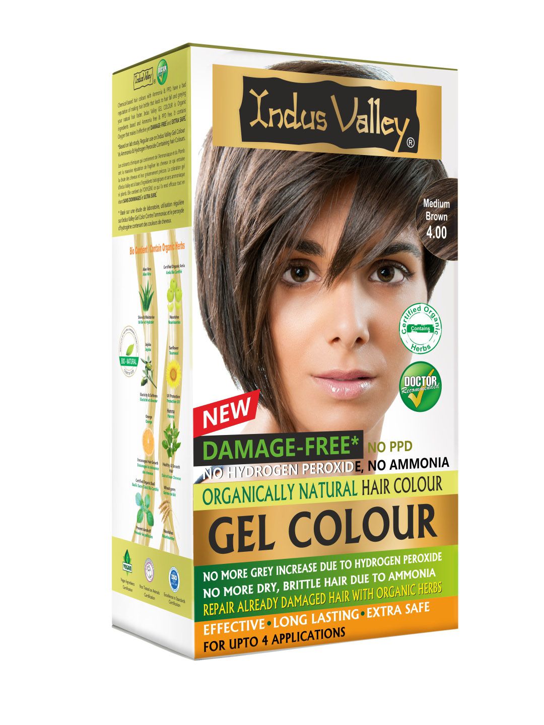 Indus Valley Organically Natural Gel Hair Colour- Medium Brown 4.0 220 g Price in India