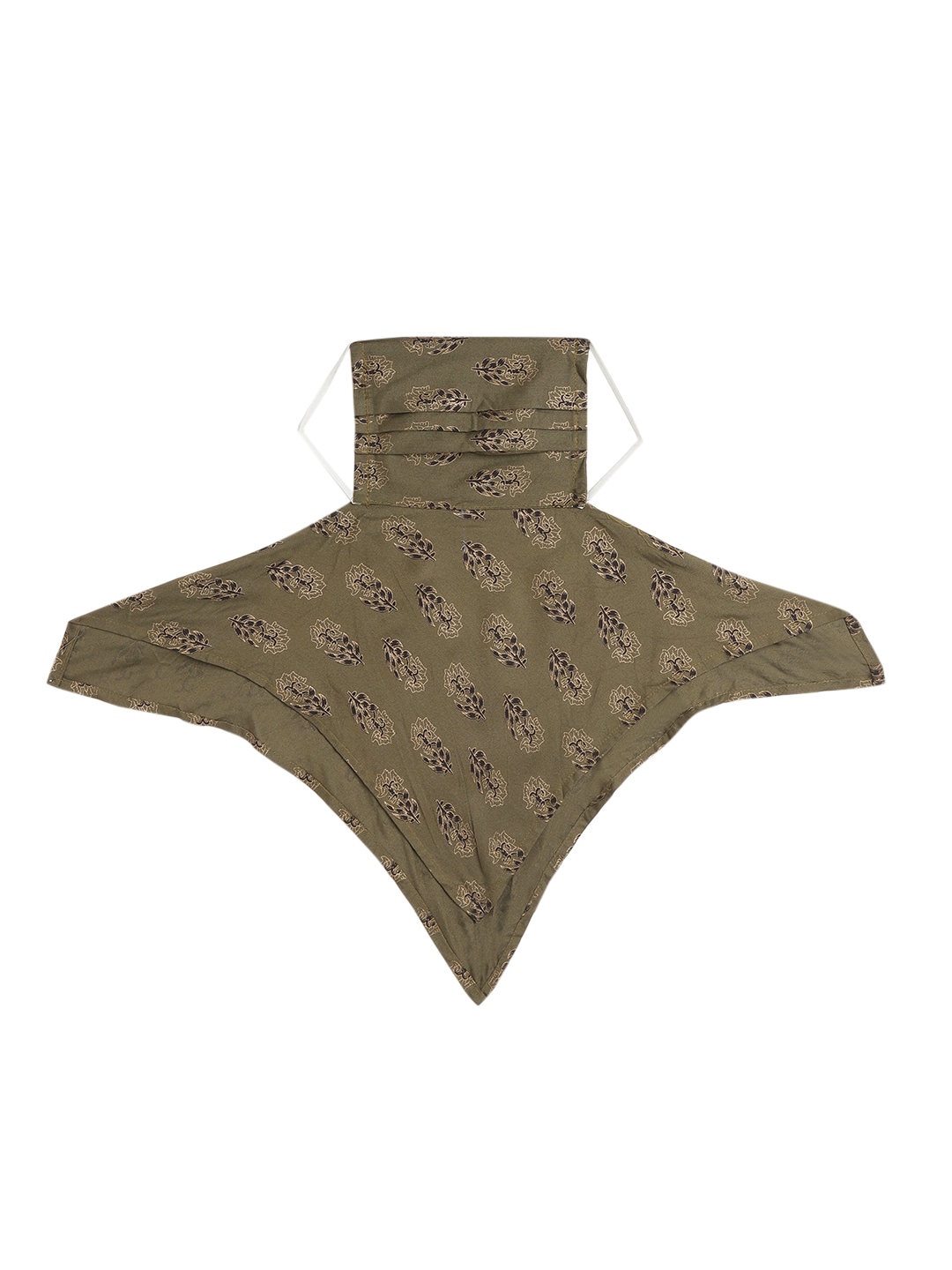 InWeave Women Olive Green & Black Floral Print 2-Ply Reusable Outdoor Cloth Scarf Mask Price in India