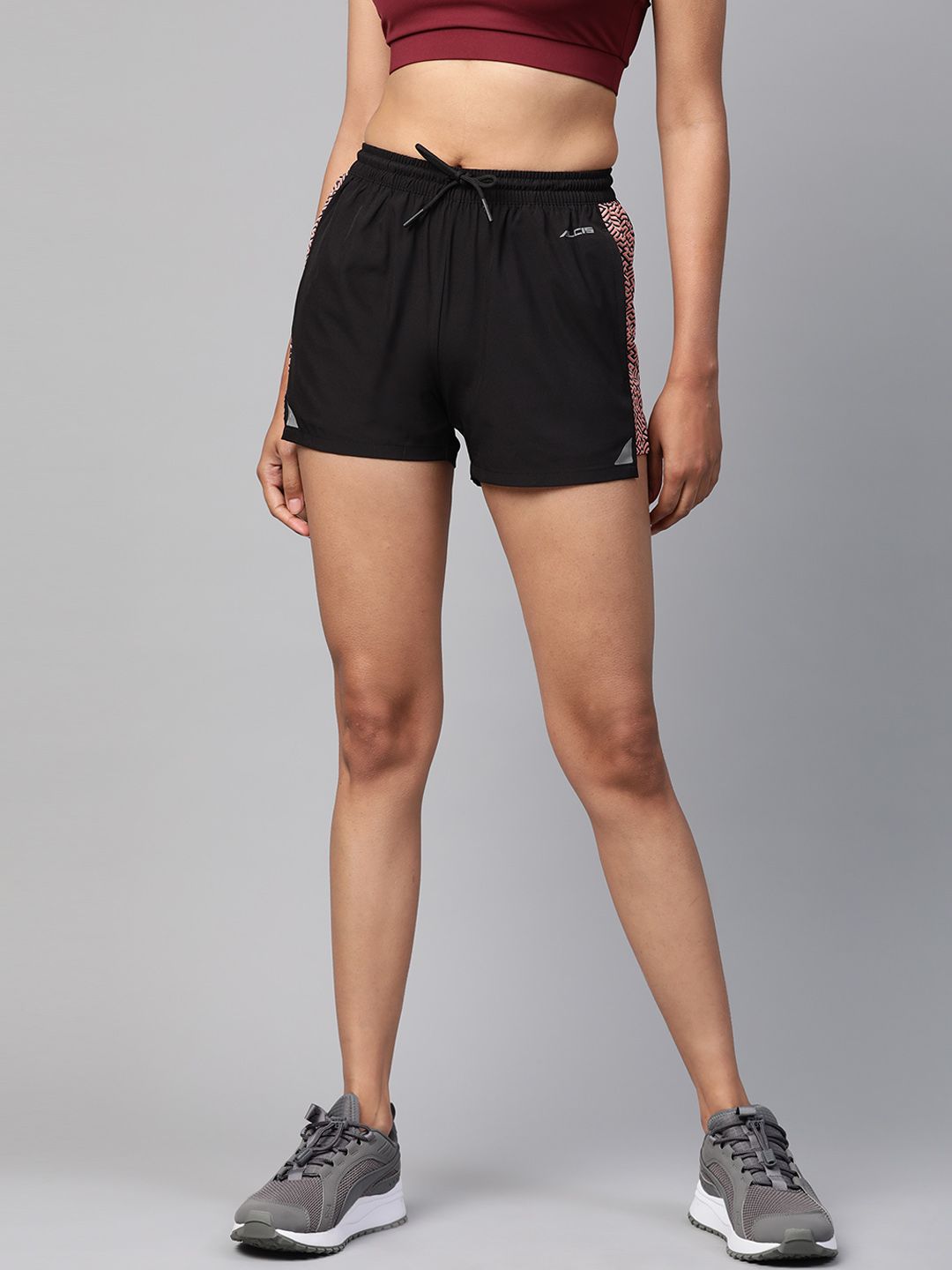 Alcis Women Black Solid Slim Fit Regular Shorts Price in India