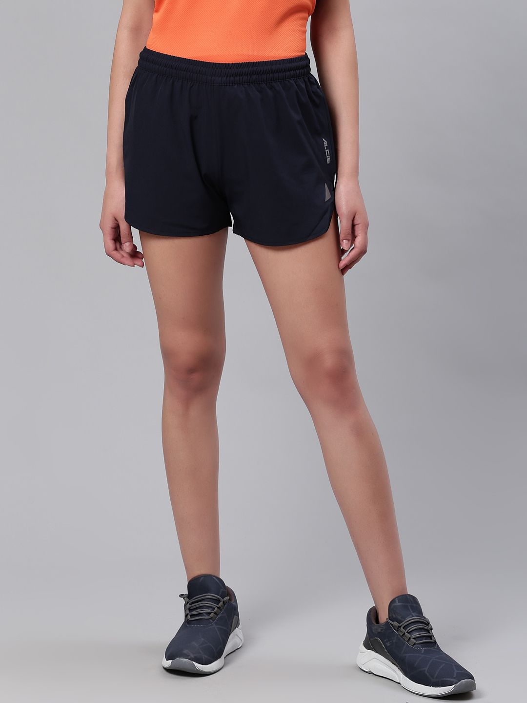 Alcis Women Navy Blue Solid Slim Fit Running Shorts Price in India