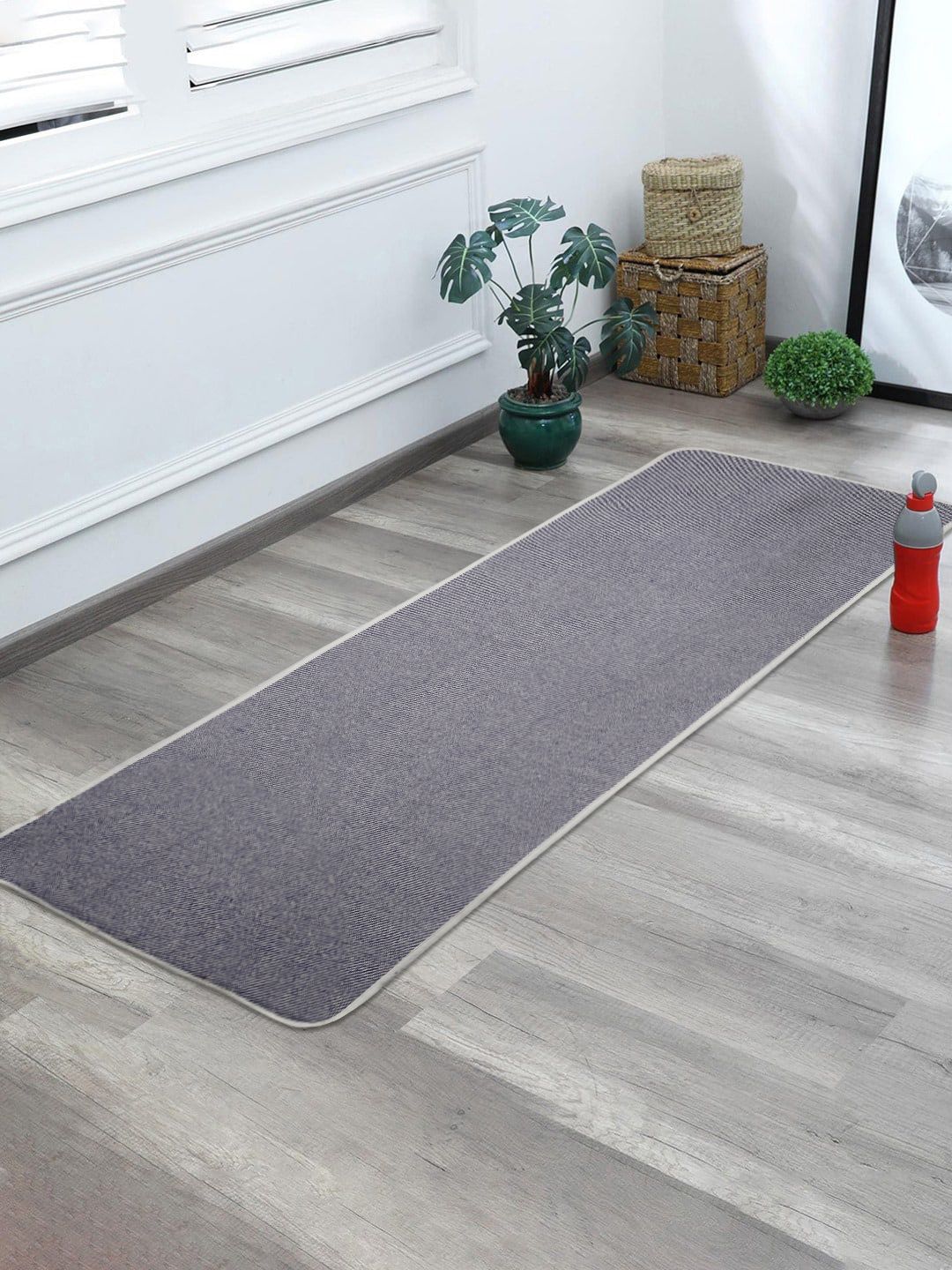 Saral Home Saral Home Cream-Coloured & Navy Blue Woven Yoga Mat -60x180 Cm