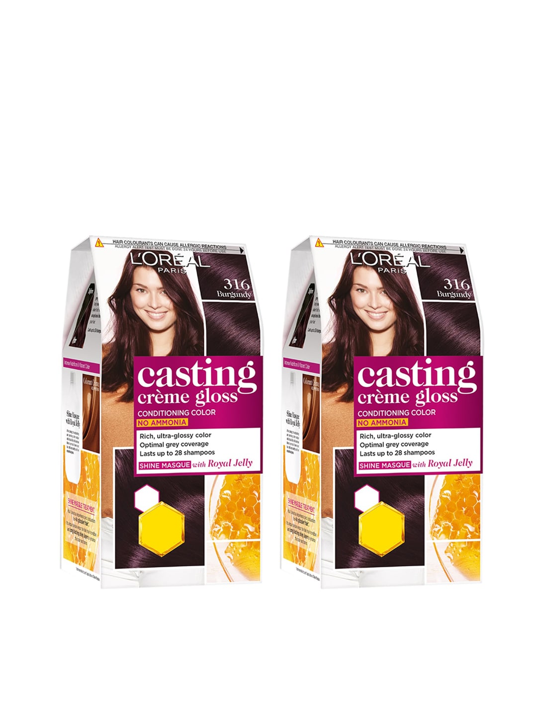 L'Oreal Paris Set of 2 Casting Creme Gloss Hair Color - Burgundy 316 Price in India